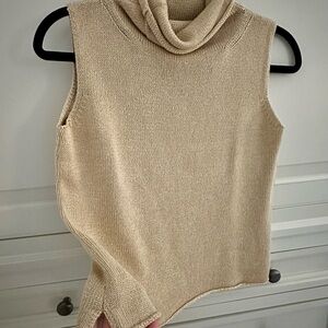 Sigrid Olsen Sleeveless Gold Beige Silk Tank top